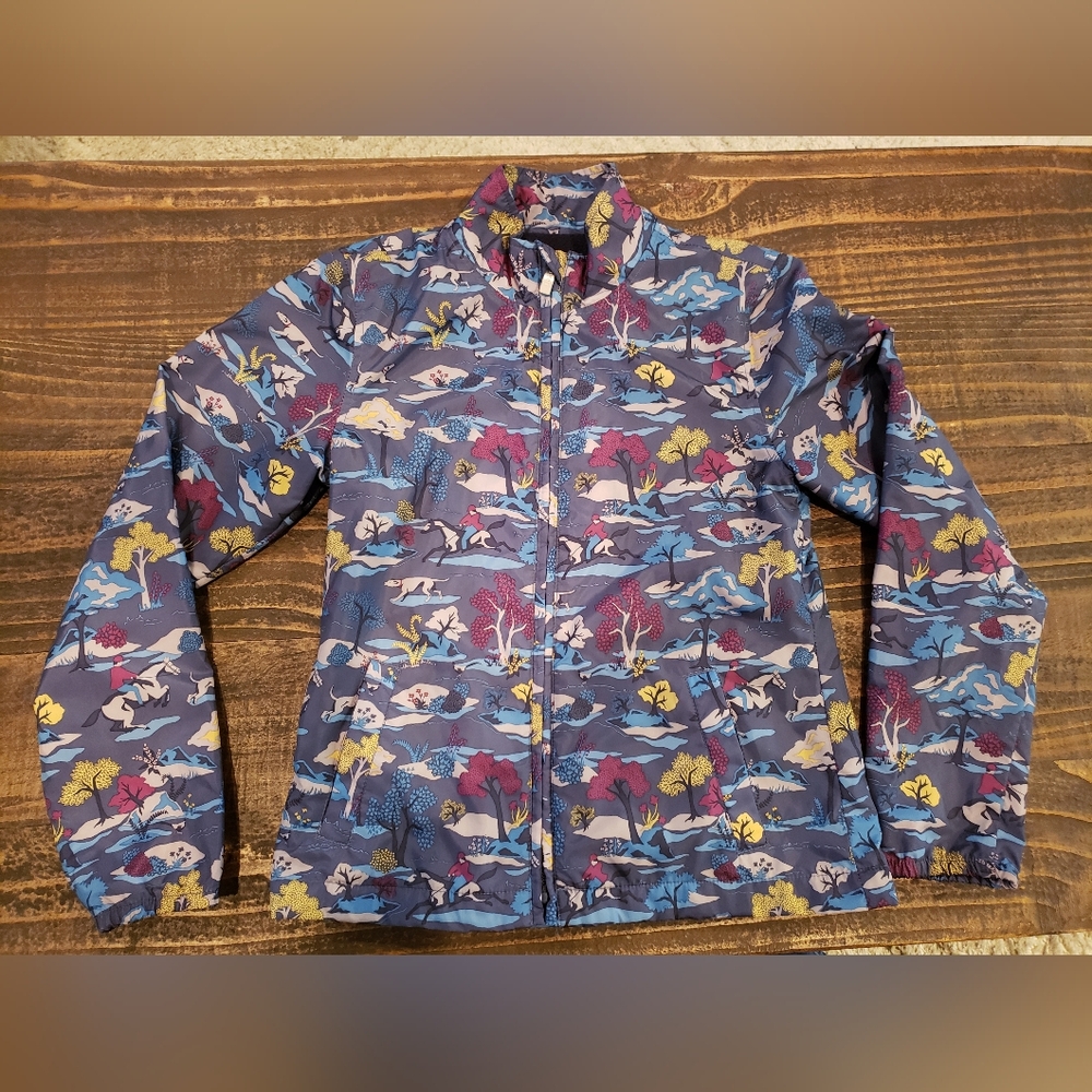 Ariat Full Zip Windbreaker Jacket Girl’s S (8) Multi Color Horses Equestrian